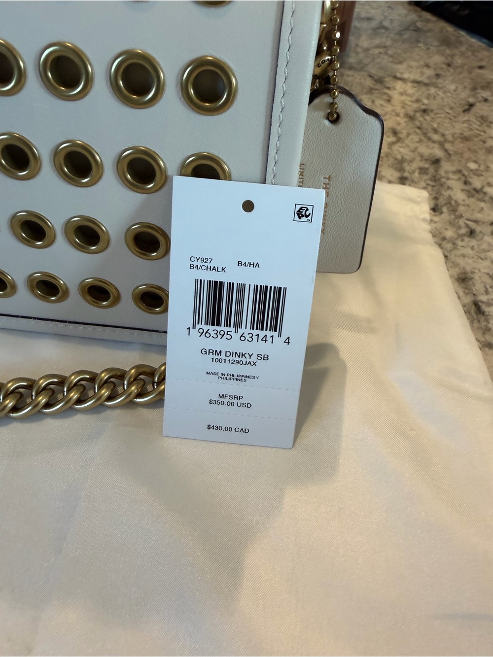 Coach Dinky Bag With Grommets Chalk - Picture 12 of 12